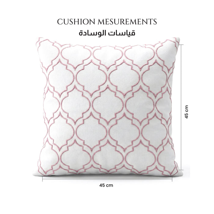 Embroidered Cotton Decorative Throw Pillows Pack of 2 - 45x45 cm Purple Quatrefoil