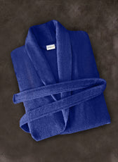 Premium Cotton Blue Terry Bathrobe with Pockets Suitable for Men and Women, Soft & Warm Terry Home Bathrobe, Sleepwear Loungewear, One Size Fits All - Cotton Home