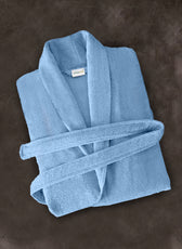 Premium Cotton Sky Blue Terry Bathrobe with Pockets Suitable for Men and Women, Soft & Warm Terry Home Bathrobe, Sleepwear Loungewear, One Size Fits All - Cotton Home