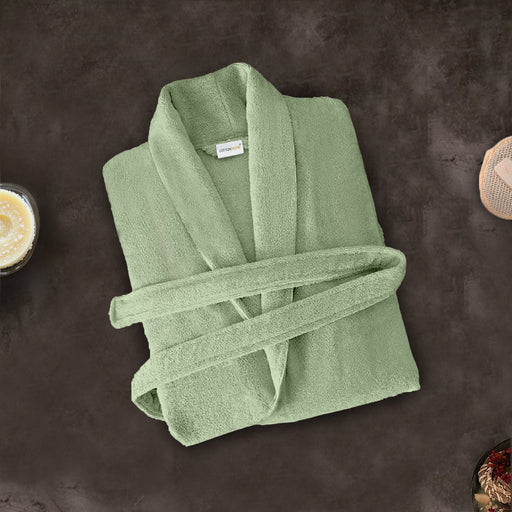 Premium Cotton Mint Green Terry Bathrobe with Pockets Suitable for Men and Women, Soft & Warm Terry Home Bathrobe, Sleepwear Loungewear, One Size Fits All - Cotton Home