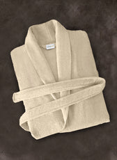 Premium Cotton Cream Terry Bathrobe with Pockets Suitable for Men and Women, Soft & Warm Terry Home Bathrobe, Sleepwear Loungewear, One Size Fits All - Cotton Home