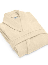 Premium Cotton Cream Terry Bathrobe with Pockets Suitable for Men and Women, Soft & Warm Terry Home Bathrobe, Sleepwear Loungewear, One Size Fits All - Cotton Home