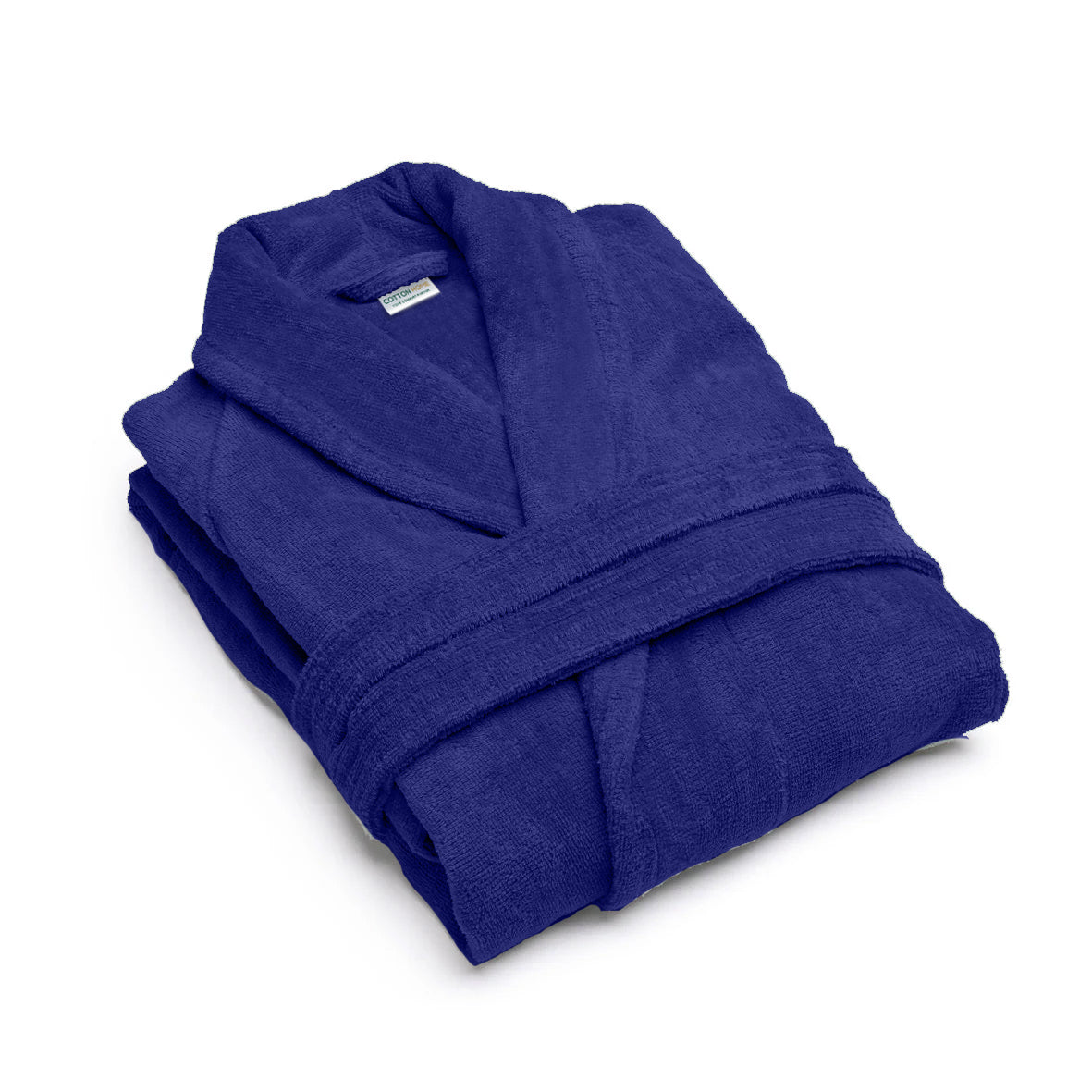 Premium Cotton Blue Terry Bathrobe with Pockets Suitable for Men and Women, Soft & Warm Terry Home Bathrobe, Sleepwear Loungewear, One Size Fits All - Cotton Home