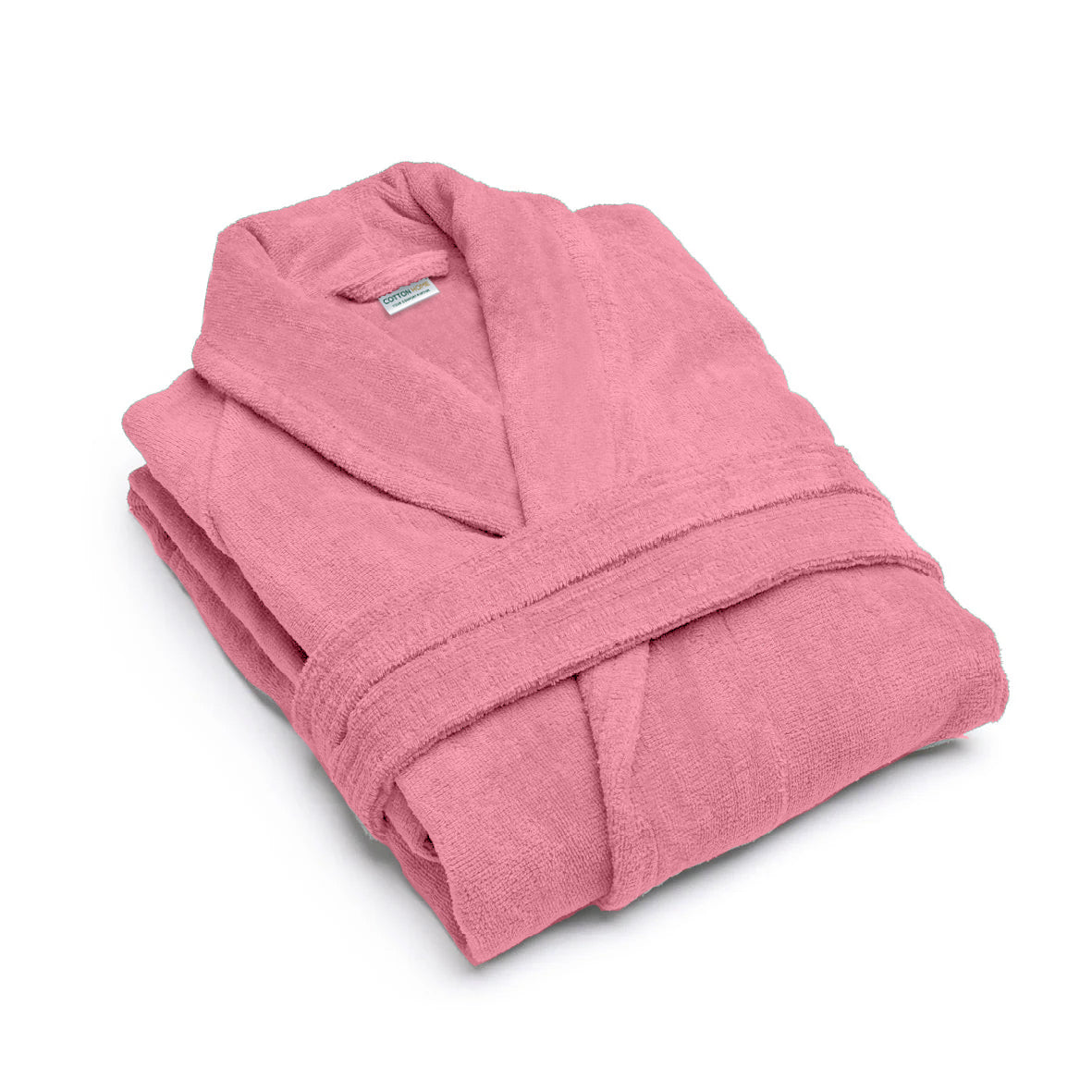 Premium Cotton Rose Pink Terry Bathrobe with Pockets Suitable for Men and Women, Soft & Warm Terry Home Bathrobe, Sleepwear Loungewear, One Size Fits All - Cotton Home