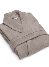 Premium Cotton Taupe Terry Bathrobe with Pockets Suitable for Men and Women, Soft & Warm Terry Home Bathrobe, Sleepwear Loungewear, One Size Fits All - Cotton Home