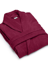 Premium Cotton Burgundy Terry Bathrobe with Pockets Suitable for Men and Women, Soft & Warm Terry Home Bathrobe, Sleepwear Loungewear, One Size Fits All - Cotton Home