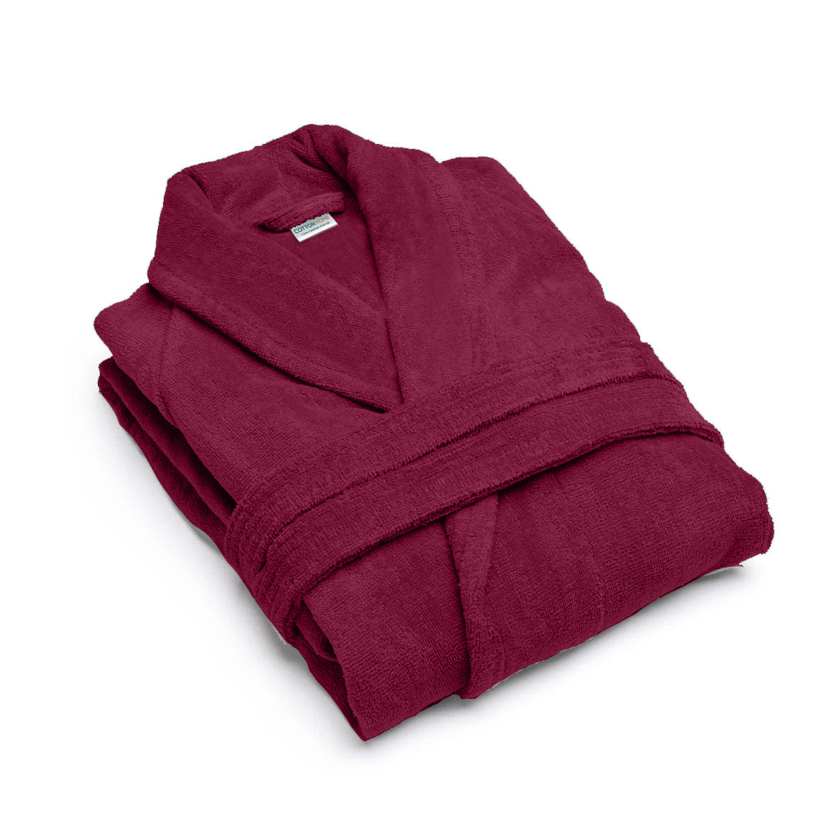 Premium Cotton Burgundy Terry Bathrobe with Pockets Suitable for Men and Women, Soft & Warm Terry Home Bathrobe, Sleepwear Loungewear, One Size Fits All - Cotton Home