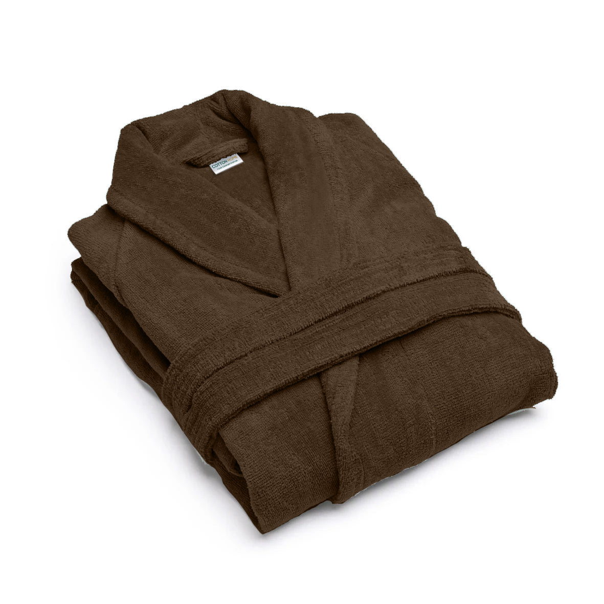 Premium Cotton Brown Terry Bathrobe with Pockets Suitable for Men and Women, Soft & Warm Terry Home Bathrobe, Sleepwear Loungewear, One Size Fits All - Cotton Home