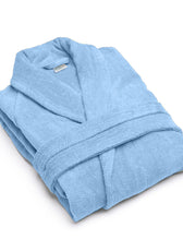 Premium Cotton Sky Blue Terry Bathrobe with Pockets Suitable for Men and Women, Soft & Warm Terry Home Bathrobe, Sleepwear Loungewear, One Size Fits All - Cotton Home