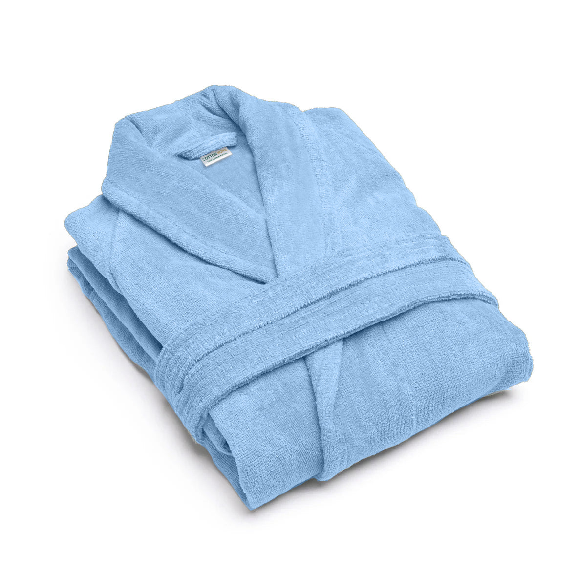Premium Cotton Sky Blue Terry Bathrobe with Pockets Suitable for Men and Women, Soft & Warm Terry Home Bathrobe, Sleepwear Loungewear, One Size Fits All - Cotton Home