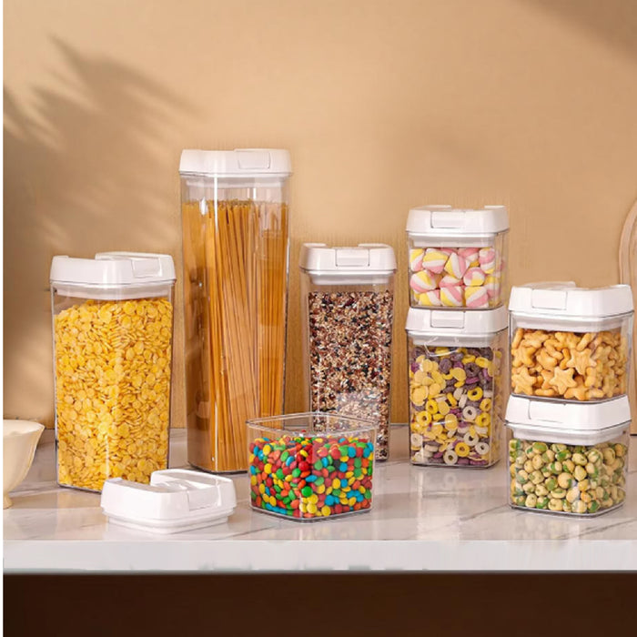 Glass Storage Jar Set of 7 Stackable Airtight Kitchen - Cotton Home
