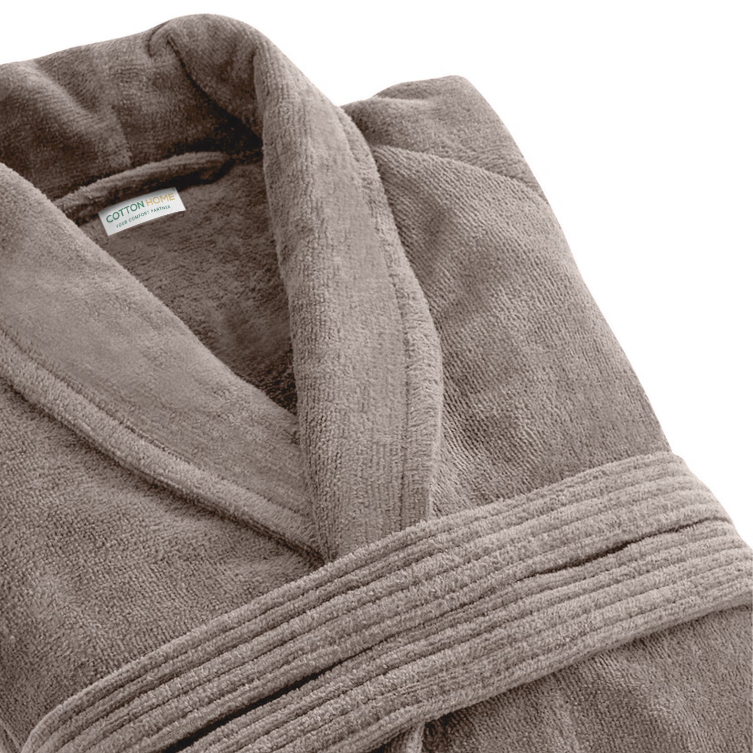 Premium Cotton Taupe Terry Bathrobe with Pockets Suitable for Men and Women, Soft & Warm Terry Home Bathrobe, Sleepwear Loungewear, One Size Fits All - Cotton Home