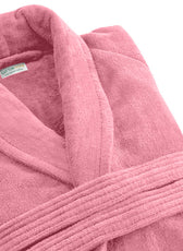 Premium Cotton Rose Pink Terry Bathrobe with Pockets Suitable for Men and Women, Soft & Warm Terry Home Bathrobe, Sleepwear Loungewear, One Size Fits All - Cotton Home