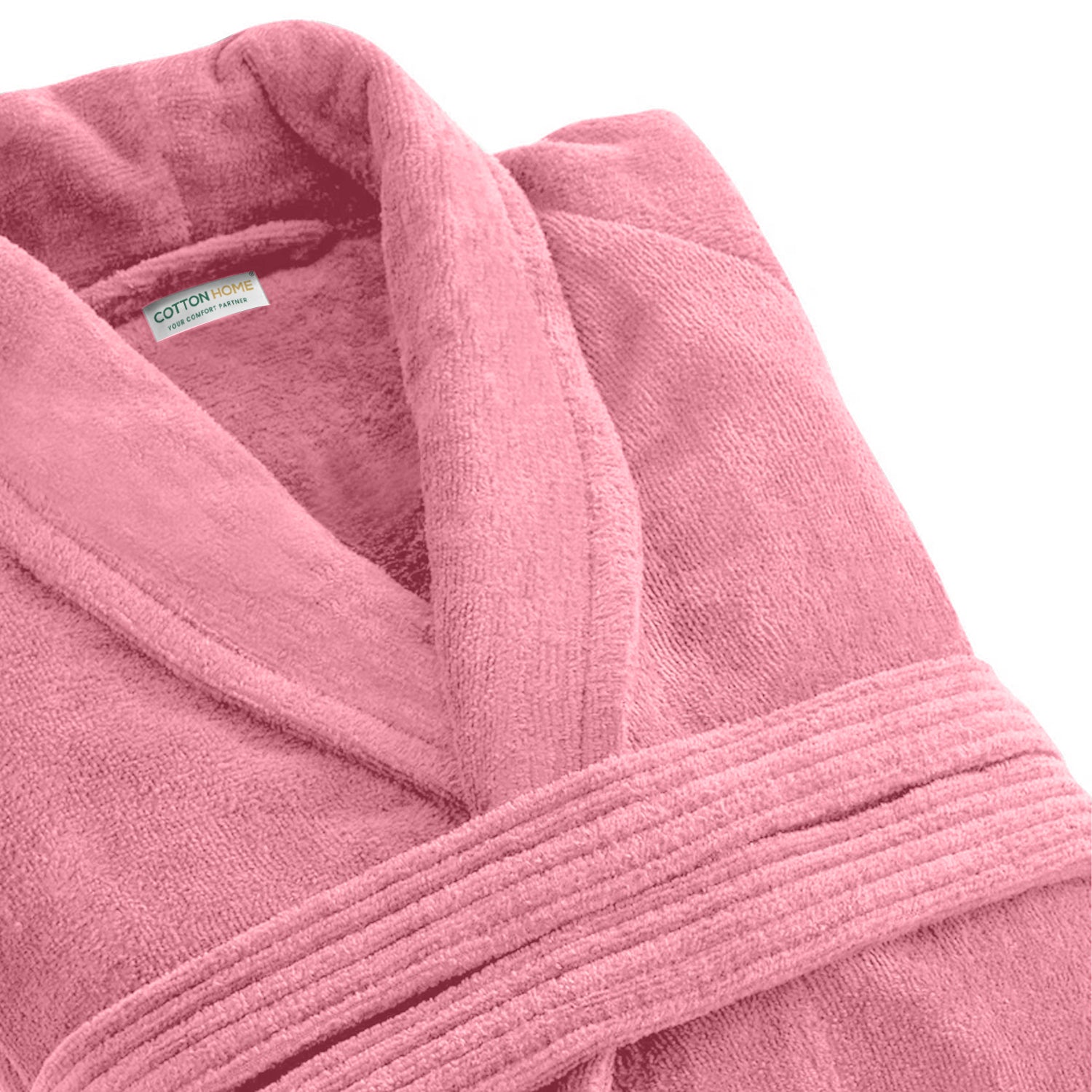 Premium Cotton Rose Pink Terry Bathrobe with Pockets Suitable for Men and Women, Soft & Warm Terry Home Bathrobe, Sleepwear Loungewear, One Size Fits All - Cotton Home