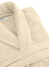 Premium Cotton Cream Terry Bathrobe with Pockets Suitable for Men and Women, Soft & Warm Terry Home Bathrobe, Sleepwear Loungewear, One Size Fits All - Cotton Home