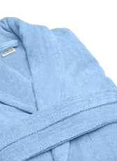Premium Cotton Sky Blue Terry Bathrobe with Pockets Suitable for Men and Women, Soft & Warm Terry Home Bathrobe, Sleepwear Loungewear, One Size Fits All - Cotton Home