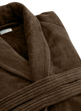 Premium Cotton Brown Terry Bathrobe with Pockets Suitable for Men and Women, Soft & Warm Terry Home Bathrobe, Sleepwear Loungewear, One Size Fits All - Cotton Home