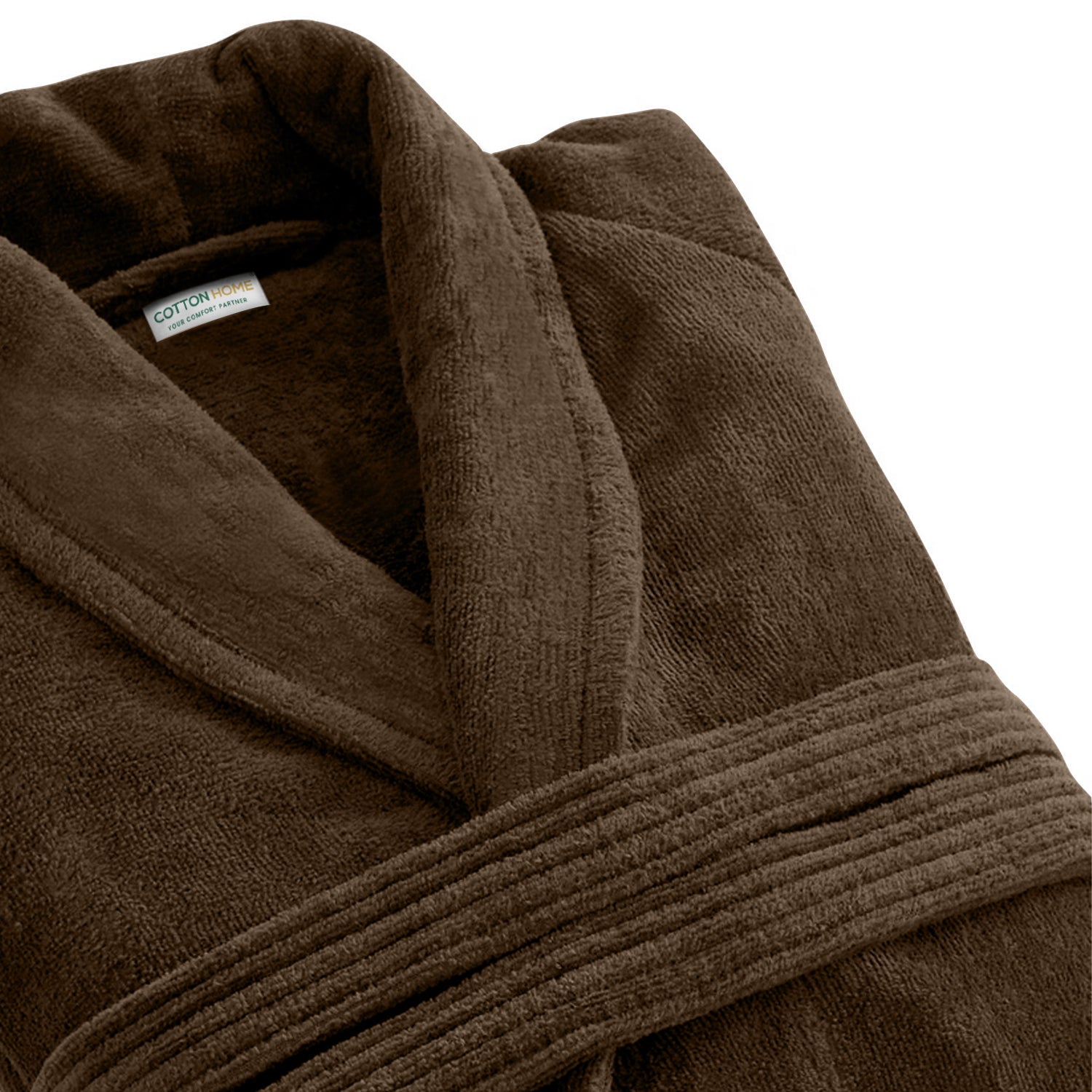 Premium Cotton Brown Terry Bathrobe with Pockets Suitable for Men and Women, Soft & Warm Terry Home Bathrobe, Sleepwear Loungewear, One Size Fits All - Cotton Home
