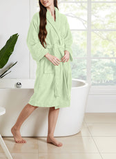 Premium Cotton Mint Green Terry Bathrobe with Pockets Suitable for Men and Women, Soft & Warm Terry Home Bathrobe, Sleepwear Loungewear, One Size Fits All - Cotton Home