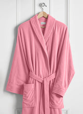 Premium Cotton Rose Pink Terry Bathrobe with Pockets Suitable for Men and Women, Soft & Warm Terry Home Bathrobe, Sleepwear Loungewear, One Size Fits All - Cotton Home
