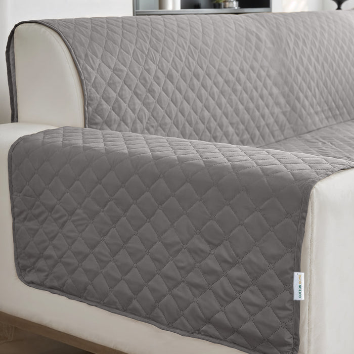 Ultimate Sofa Protector 2 Seater: Water Resistant Sofa Couch Cover for Ultimate Comfort |  Furniture Protector for Pets Kids - Silver - Cotton Home