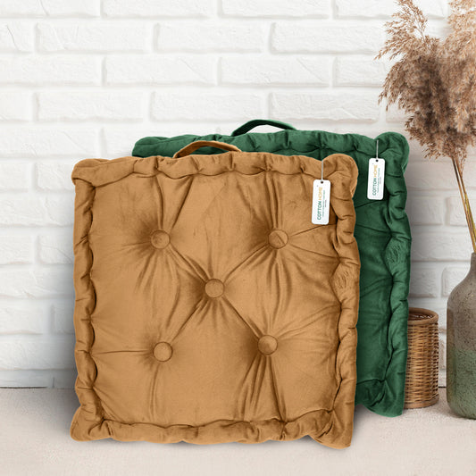 Serenity Velvet Multipurpose Seat Cushion 40x40cm  Pack of 2  Square Shape Seating - Cotton Home