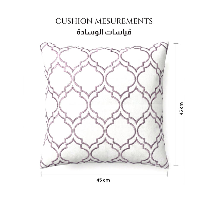 Embroidered Cotton Decorative Throw Pillows Pack of 2 - 45x45 cm Pink Modern Quatrefoil