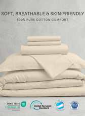 Egyptian Cotton 6 Piece Duvet Cover Set 220x240cm Beige
