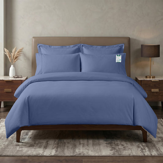 Egyptian Cotton 6 Piece Duvet Cover Set 220x240cm Blue Grey