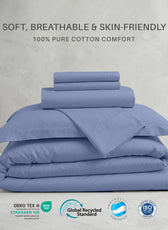 Egyptian Cotton 6 Piece Duvet Cover Set 220x240cm Blue Grey