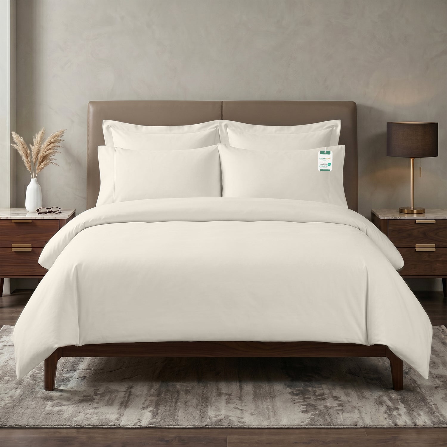 Egyptian Cotton 6 Piece Duvet Cover Set 220x240cm Cream