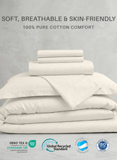 Egyptian Cotton 6 Piece Duvet Cover Set 220x240cm Cream