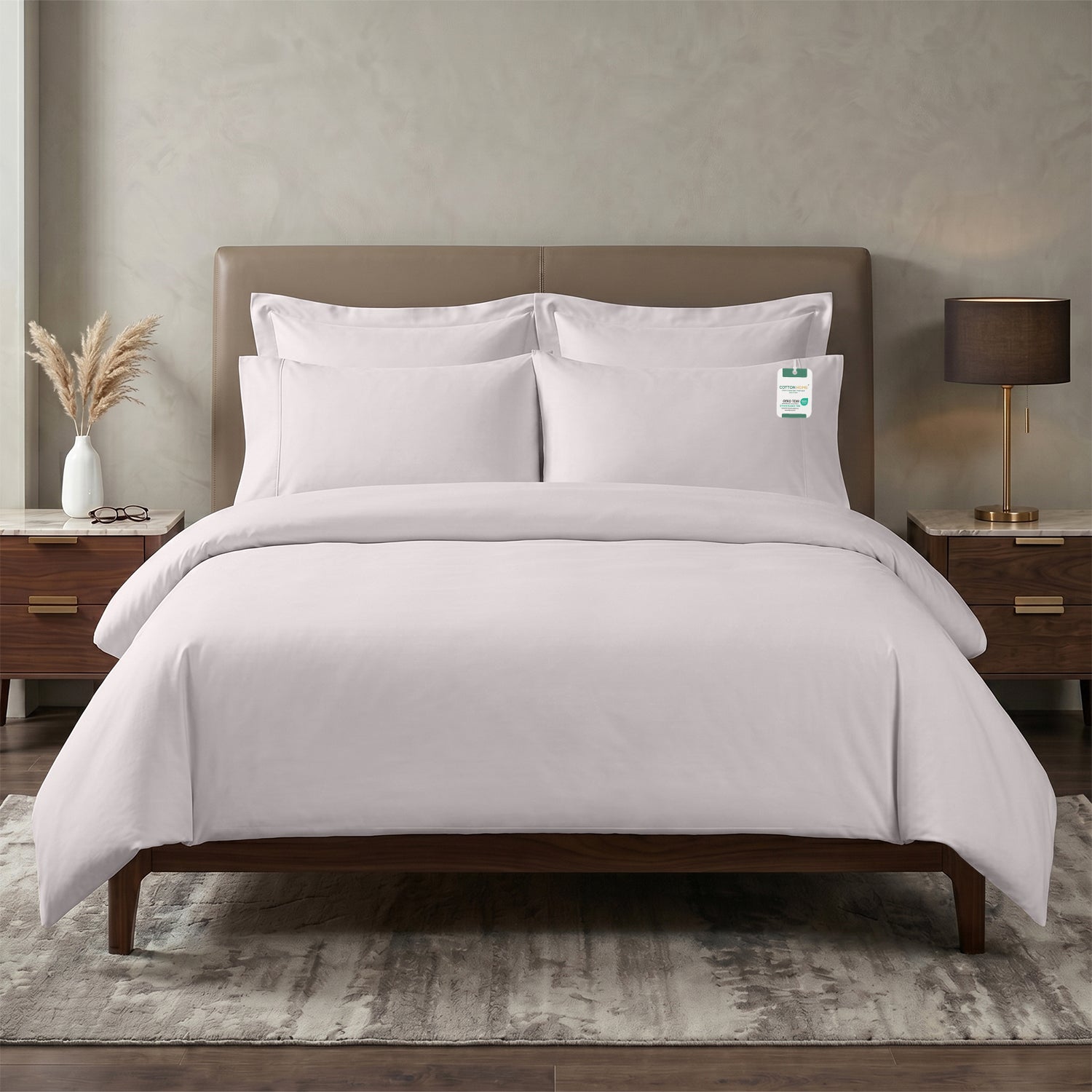 Egyptian Cotton 6 Piece Duvet Cover Set 220x240cm Light Grey