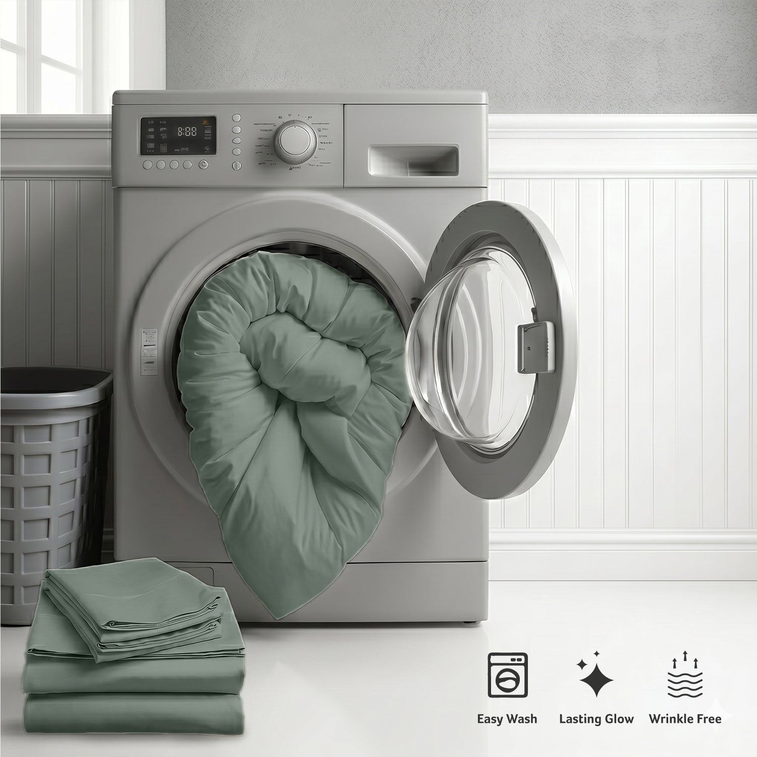 Egyptian Cotton 6 Piece Duvet Cover Set 220x240cm Seige Green