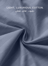 Egyptian Cotton 6 Piece Stripe Duvet Cover Set 220x240cm Blue Grey
