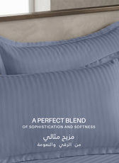 Egyptian Cotton 6 Piece Stripe Duvet Cover Set 220x240cm Blue Grey