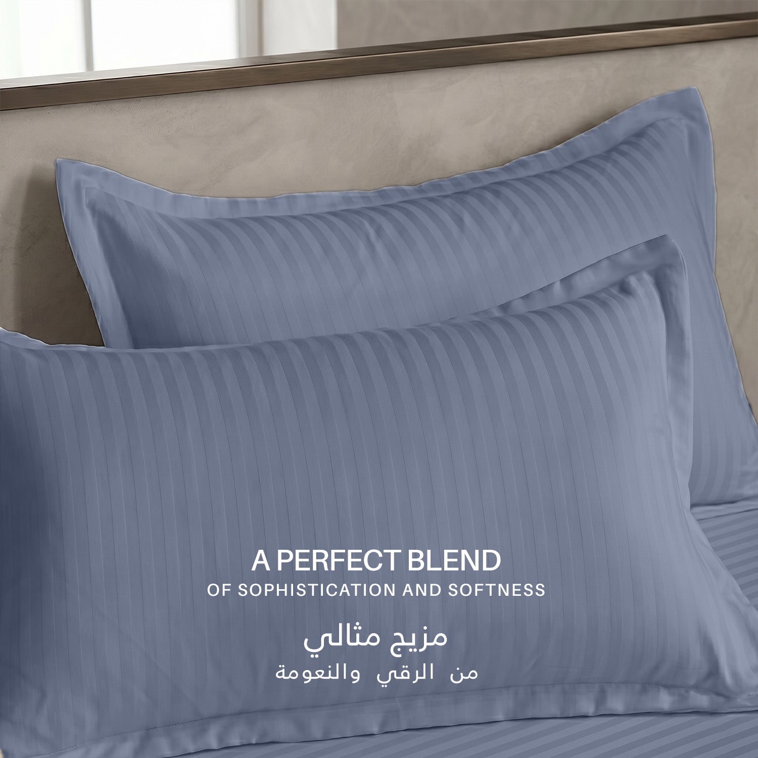 Egyptian Cotton 6 Piece Stripe Duvet Cover Set 220x240cm Blue Grey