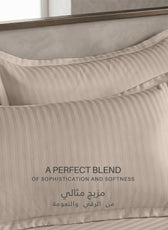 Egyptian Cotton 6 Piece Stripe Duvet Cover Set 220x240cm Champagne