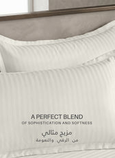 Egyptian Cotton 6 Piece Stripe Duvet Cover Set 220x240cm Cream