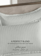 Egyptian Cotton 6 Piece Stripe Duvet Cover Set 220x240cm Foggy Stone