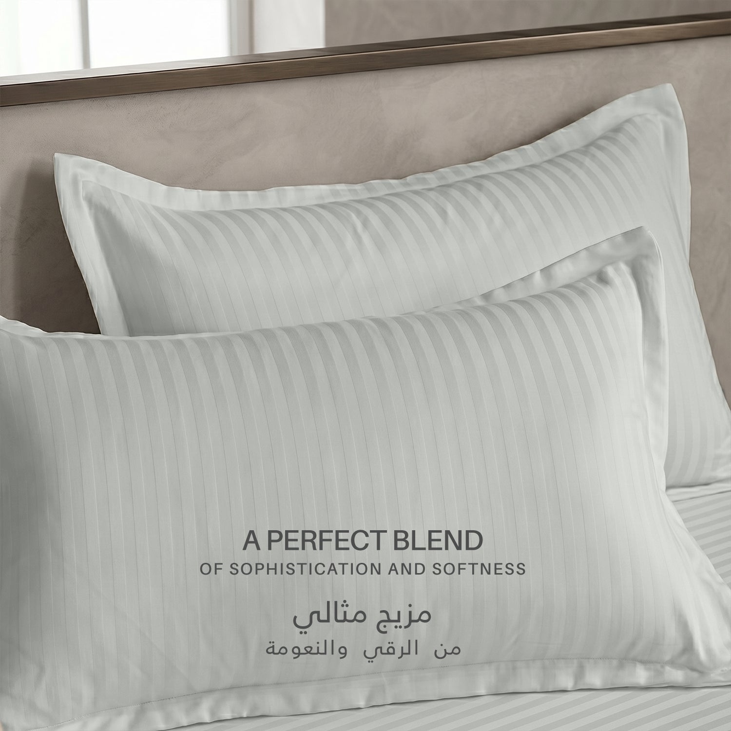 Egyptian Cotton 6 Piece Stripe Duvet Cover Set 220x240cm Foggy Stone