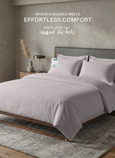 Egyptian Cotton 6 Piece Stripe Duvet Cover Set 220x240cm Light Grey