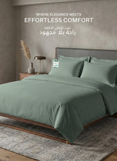 Egyptian Cotton 6 Piece Stripe Duvet Cover Set 220x240cm Seige Green