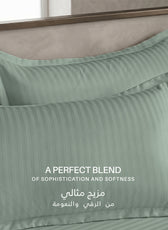 Egyptian Cotton 6 Piece Stripe Duvet Cover Set 220x240cm Seige Green