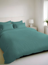 Egyptian Cotton Jacquard  6 Piece Duvet Cover Set Stripe 220x240cm Teal - Cotton Home