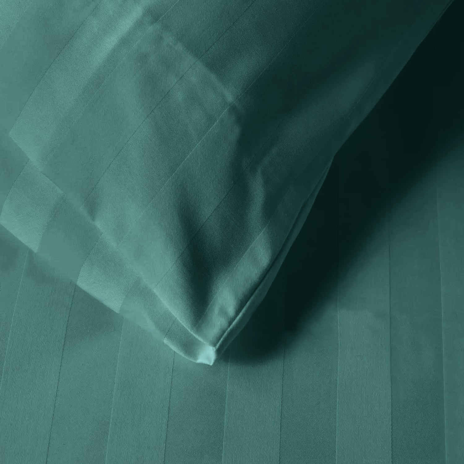 Egyptian Cotton Jacquard  6 Piece Duvet Cover Set Stripe 220x240cm Teal - Cotton Home