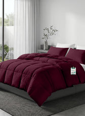 3PC Comforter Set Solid Dyed Microfiber Bordo 220×240cm