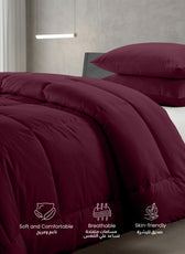 3PC Comforter Set Solid Dyed Microfiber Bordo 160×220cm
