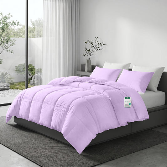 3PC Comforter Set Solid Dyed Microfiber Light Purple 160×220cm