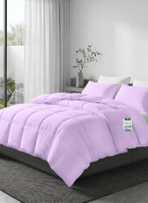 3PC Comforter Set Solid Dyed Microfiber Light Purple 220×240cm